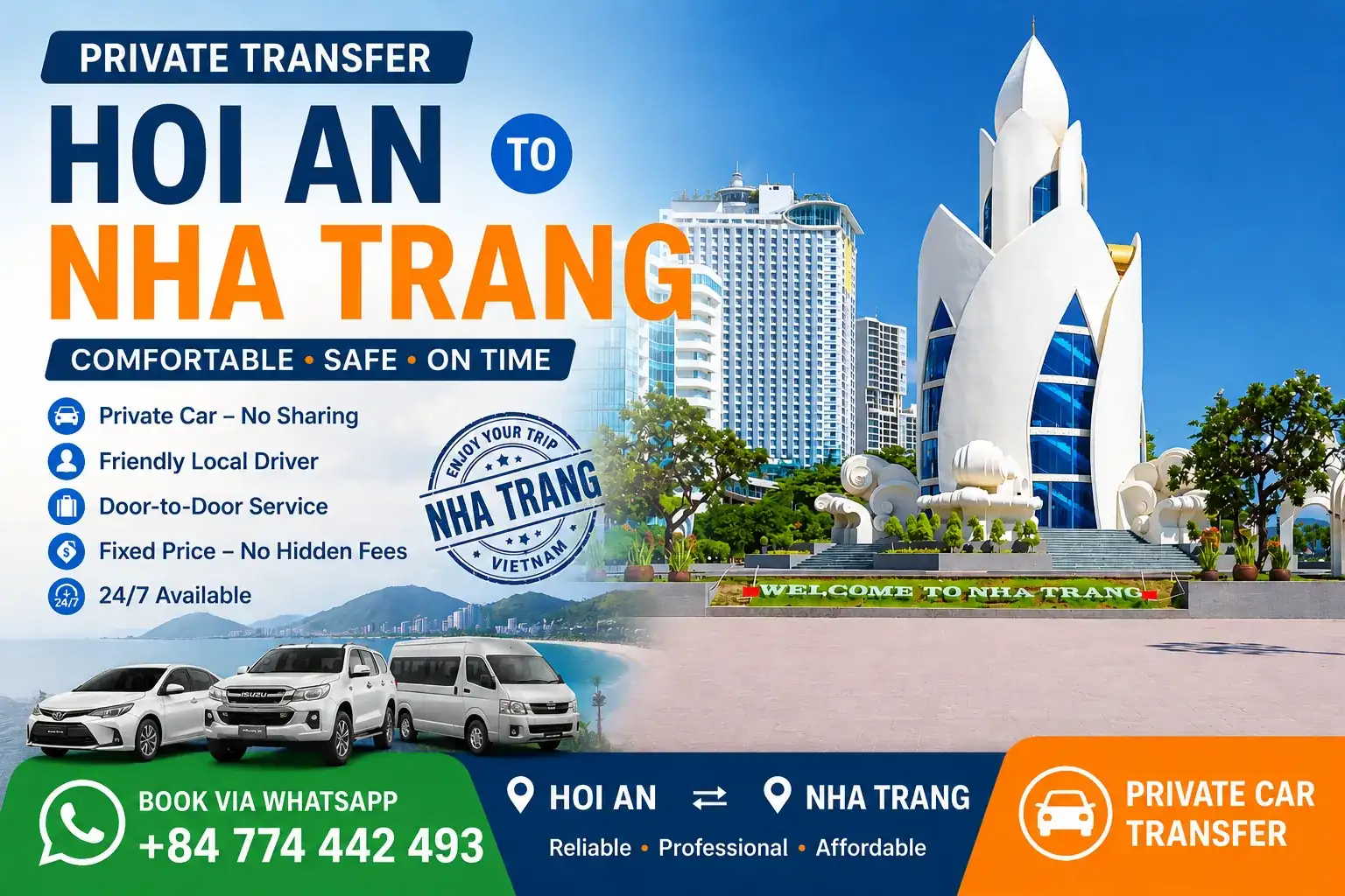 private car from hoi an to nha trang