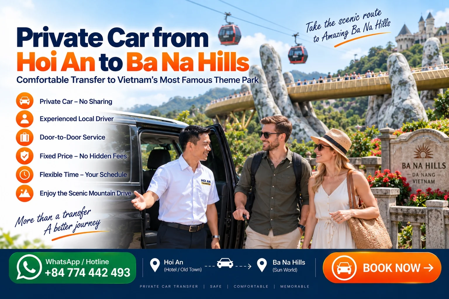 Private Car from Hoi An to Ba Na Hills with professional local driver