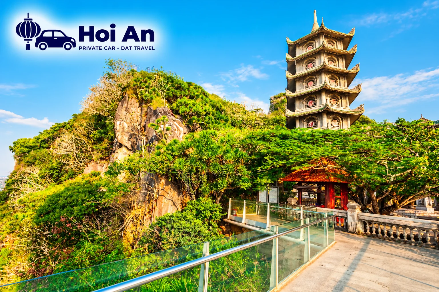 Private car from Hoi An to Marble Mountains and Lady Buddha in Da Nang